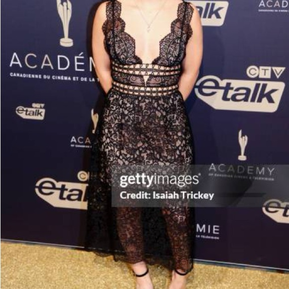 For Love And Lemons Black Lace Cocktail Midi Dress - Picture 2 of 12